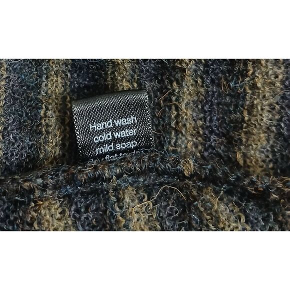 Peruvian connection mens medium 100% baby alpaca brown gray stripe sweater - Picture 8 of 8